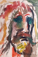 Jézus portré - akvarell (30x22 cm) Krisztus, vallásos portré