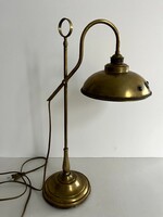 Különleges, ritka antik, állítható magasságú réz asztali lámpa, olvasólámpa