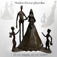 Család - bronz absztrakt művészeti alkotás kisplasztika