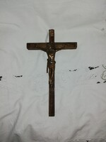 Vintage katolikus kereszt bronz korpusszal   E