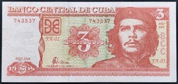 Kuba 3 Pesos 2004, VF+.