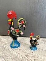 Portugál kézzel festett kakas pár együtt  , alumínium öntvény , jelen hibátlan állapotában .