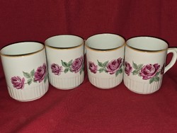 Antik Zsolnay porcelán rózsás bögrék 4 db