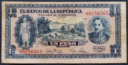 Ritka! Colombia / Kolumbia 1 Peso 1953, F+.