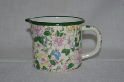 Zománcozott virágos nosztalgia füles kiöntő mérőskálával  ( DBZ 00117 )