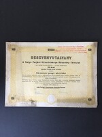 Salgó-Tarjáni Kőszénbánya Rt. Részvényutalvány 3000 Pengő 1944.