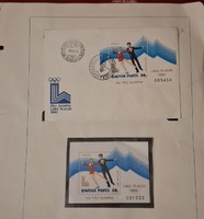 Lake Placid 1980, XIII.Téli Olimpia, elsőnapi bélyeg blokk, elsőnapi borítékban, sorszámozott bélyeg