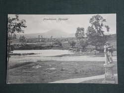 Képeslap,Pilisvörösvár,Tájrészlet,Szent János szobor,tó részlet, lovasszekér,1910-