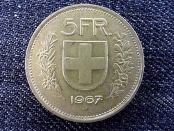 Svájc .835 ezüst 5 Frank 1967 B