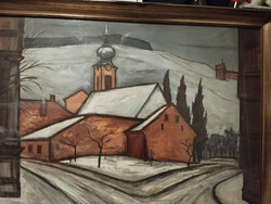 Koch Vilmos ( 1927-2006) . TABÁN c. Képcsarnokos olajfestménye 60x80cm Eredeti Garanciával !!! -