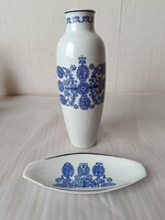 Hollóháza porcelán váza és tál / Volánbusz / jelöléssel, XX.szd második fele