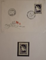 Kaffka Margit elsőnapi boríték, es egy első napi postatiszta bélyeg, 1980