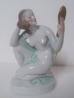 Szilàgyi Nagy Istvàn Tükörbe nèző nő Herendi akt porcelàn figura