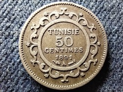 Tunézia Ali III (1882-1902) .835 Ezüst 50 Centime 1891 A