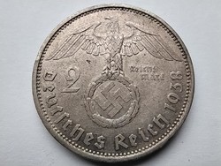 Németország Horogkeresztes .625 ezüst 2 birodalmi márka 1938 A