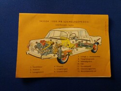 Régi SKODA 1000 MB autó szerkezeti rajz kis könyv + nemzetzászlók KRESZ táblák + MILITARIA