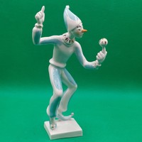 Extrém ritka gyűjtői Szonntagh Éva Kőbányai/ Drasche Porcelán Bohóc figura