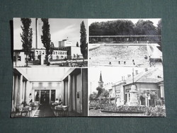 Képeslap,Gyoma,Gyomaendrőd,mozaik,kenyérgyár,strand,szálló,emlékmű park látkép,részlet, 1971-