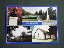 Képeslap,Gárdony,Agárd,mozaik,Gárdonyi szobor,Viking hotel,Szarvas,Fürdőző nő szobor,részlet,1994-