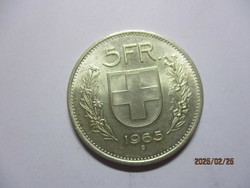 Helvetia ezüst  5 Frank  1965B  Nagyon ritka,  XF