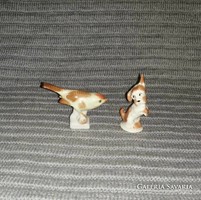 2 db Aquincum mini porcelán figura egyben, kutya, madár (1)
