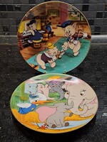 Kenley retro japán porcelán gyermek dísztányér Walt Disney klasszikusai Dumbo A három kismalac