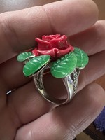 Rózsa alakú modern ezüst gyűrű