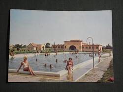 Képeslap,Gyoma,Gyomaendrőd,Liget fürdő,strand,medence látkép,részlet, 1967-