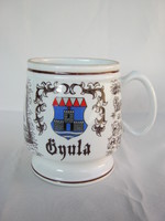 Hollóházi porcelán söröskorsó Gyula