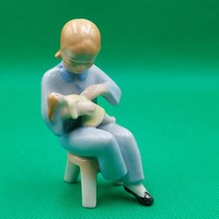Retro  Kőbányai/Drasche  porcelán  babázó kislány figura