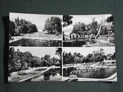 Képeslap,Gyula,mozaik,Várfürdő,strand,medence látkép,részlet, 1967-