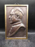 J. Pierard, S. S. Pie XI. pápáról szignált bronz domborműve,22 x 15cm. 3252b