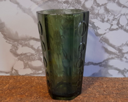 Retro cseh vastagfalú üveg váza