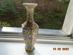 Rendkívüli művészi munkával Arany zománcon zöld sárkány mintás átettsző porcelán kínai jelzett váza