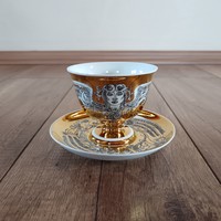 Régi Hollóházi porcelán Szász Endre arany kávéscsésze