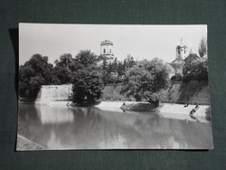 Képeslap,Győr,Rába part,sétány,Püspökvár látkép,részlet,1967-