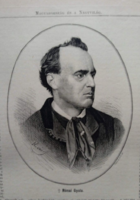MN173/472-1874  Rónai Gyula (1828–1874) magyar színművész   eredeti rotációs fametszet   1874