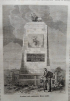 MN183/427-1874 - Mohács - A mohácsi csata emlékszobra  eredeti rotációs fametszet   1874
