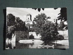 Képeslap,Győr,Rába part,sétány,Püspökvár látkép,részlet,1967-