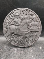 Mária Kint 1559 felirattal ón diszplakett, 13 cm-es átmérőjű. 3261b