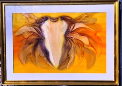 MACSKÁSSY IZOLDA - Nude figures--silk textile -collage