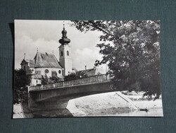Képeslap,Győr,Karmelita templom,Rába híd látkép,részlet,1957-