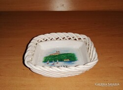 Bodrogkeresztúri kerámia áttört szélű Balatoni Tihany emlék tálka - 8*9 cm (po-1)