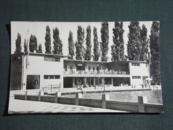 Képeslap,Győr,Strand,medence,fürdőház látkép,részlet,1957-