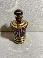 Régi barna whiskys üveg, barna-arany. 3741