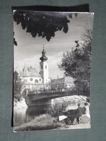 Képeslap,Győr,Karmelita templom,Rába híd látkép,részlet,1960-