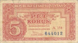 5 korun korona 1949 Csehszlovákia 1.