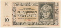 10 korun korona kronen 1942 Cseh Morva Protektorátus aUNC-UNC