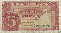 5 korun korona 1945 Csehszlovákia 1.
