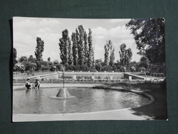 Képeslap,Heves,Strand,medence látkép,részlet, 1970-